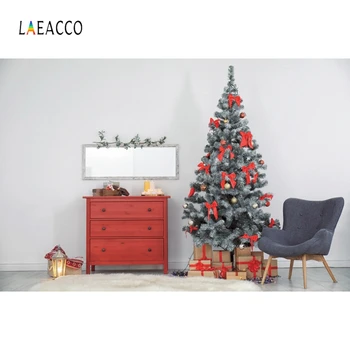

Laeacco Christmas Tree Cabinet Gifts Chair Carpet Photography Backgrounds Photographic Backdrops New Year Photophone Photocall
