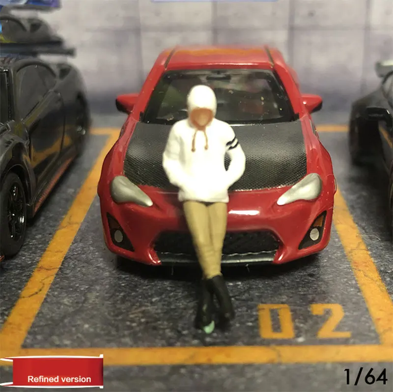 1: 64 масштаб балахон мужской, наклоняющийся на стороне автомобиля сцена украшения фигурка кукла персонаж из смолы модель макет игрушка группа