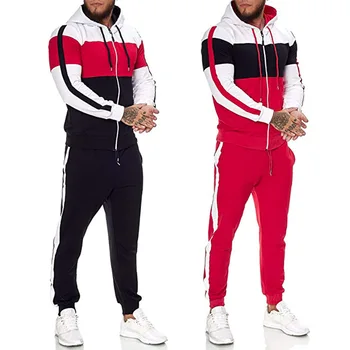 

2020Hot-selling men's brand new hooded drawstring sportswear men's gym jogger sweatpants casual sports suit