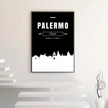 

Palermo Skyline City Map Poster Canvas Print Home Decor No Frame