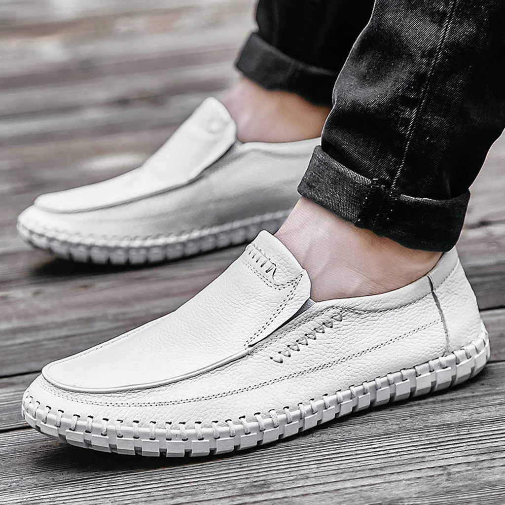 Men's Large Size Business Leather Shoes Non-Slip Soft Driving Casual Peas Shoes Driving Male Loafers Large Size chaussure homme