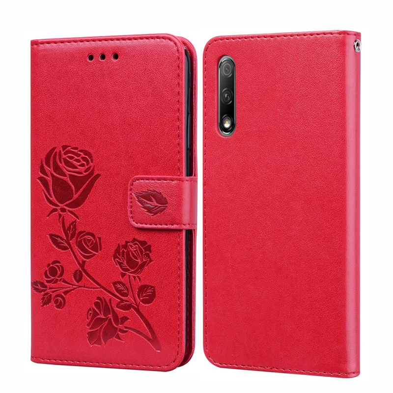 Чехол из искусственной кожи с розовым цветком для Huawei P40 P30 P20 lite Honor 20 Pro 20S 10i 10 9 9X 8X