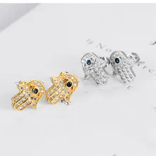 Fatima Hand Evil Eye серьги-гвоздики золотые, серебряные, ручной Кристалл, синие серьги в форме глаз, капризные серьги, серьги со стразами бижутерия