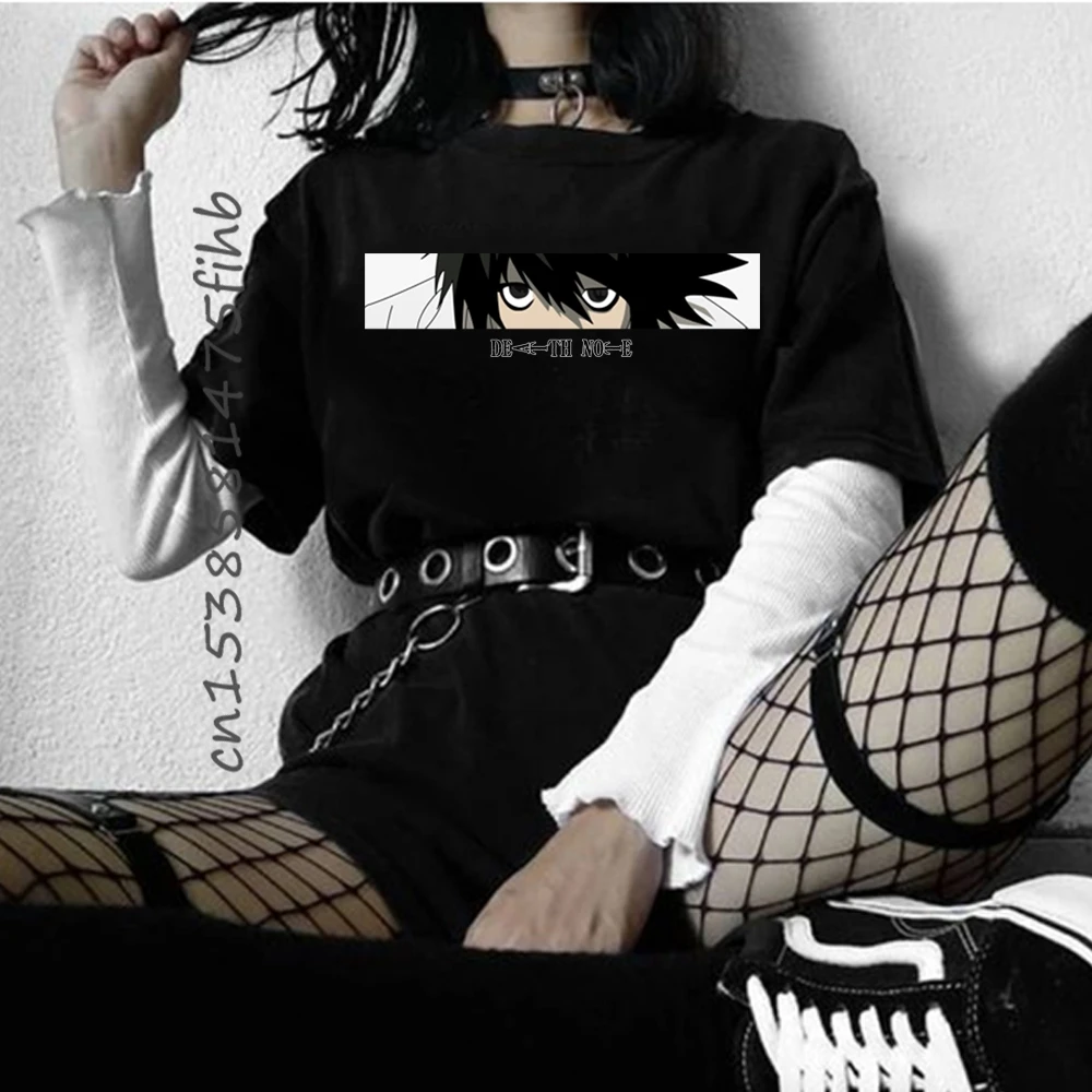 

Death Note Eyes Cartoon T Shirt Woman Anime T-Shirt Graphic Tshirt Hip Hop Top Tees Female