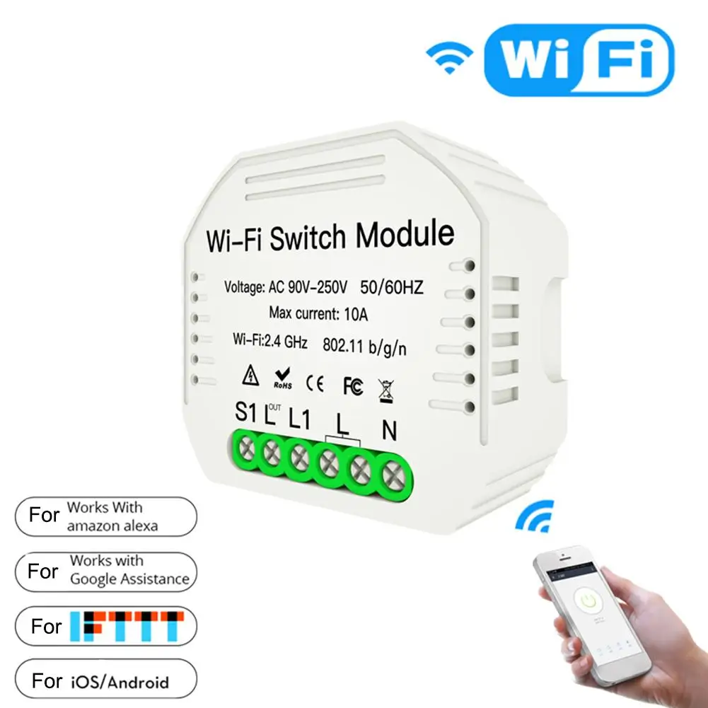 

Smart Home 1/2/3Pcs MS-104 WiFi Phone APP Remote Control Smart Light Fans Switch Module WiFi Switch Module
