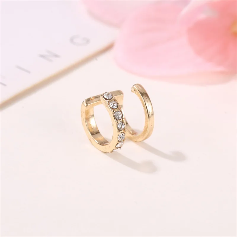2021 New Ear Clip Bohemian Gold Color Ear Cuffs Zircon Leaf Clip Earrings For Women Climbers Stud Earring Fashion Accessories