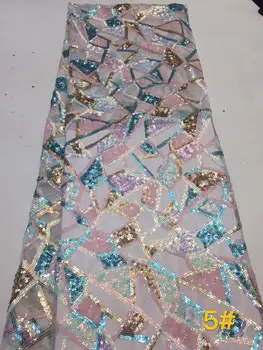 

2019 Latest Embroidery Sequins Lace Fabric Lace Fabrics for Wedding Party African French Lace Nigerian Tulle Lace Fabric zz819