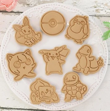 ポケモンビスケット型8のピカチュウベーキングモールド箱入り家庭用diyクッキー3d三次元プッシュ型フォンダンベーキングツール Aliexpress