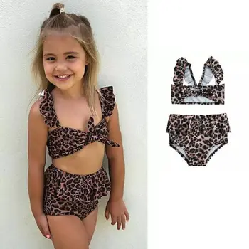 

Summer Toddler Baby Girls Leopard Flower Swimwear Bathing Suit Bikini Set Swimsuit Baby Girls Clothing Children Beachwear