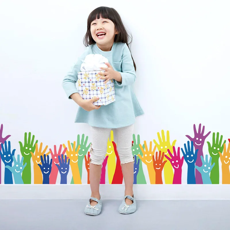 Cute colorfuls palm PVC wall stickers skirting board children living room bedroom bathroom kitchen nursery balcony home decor