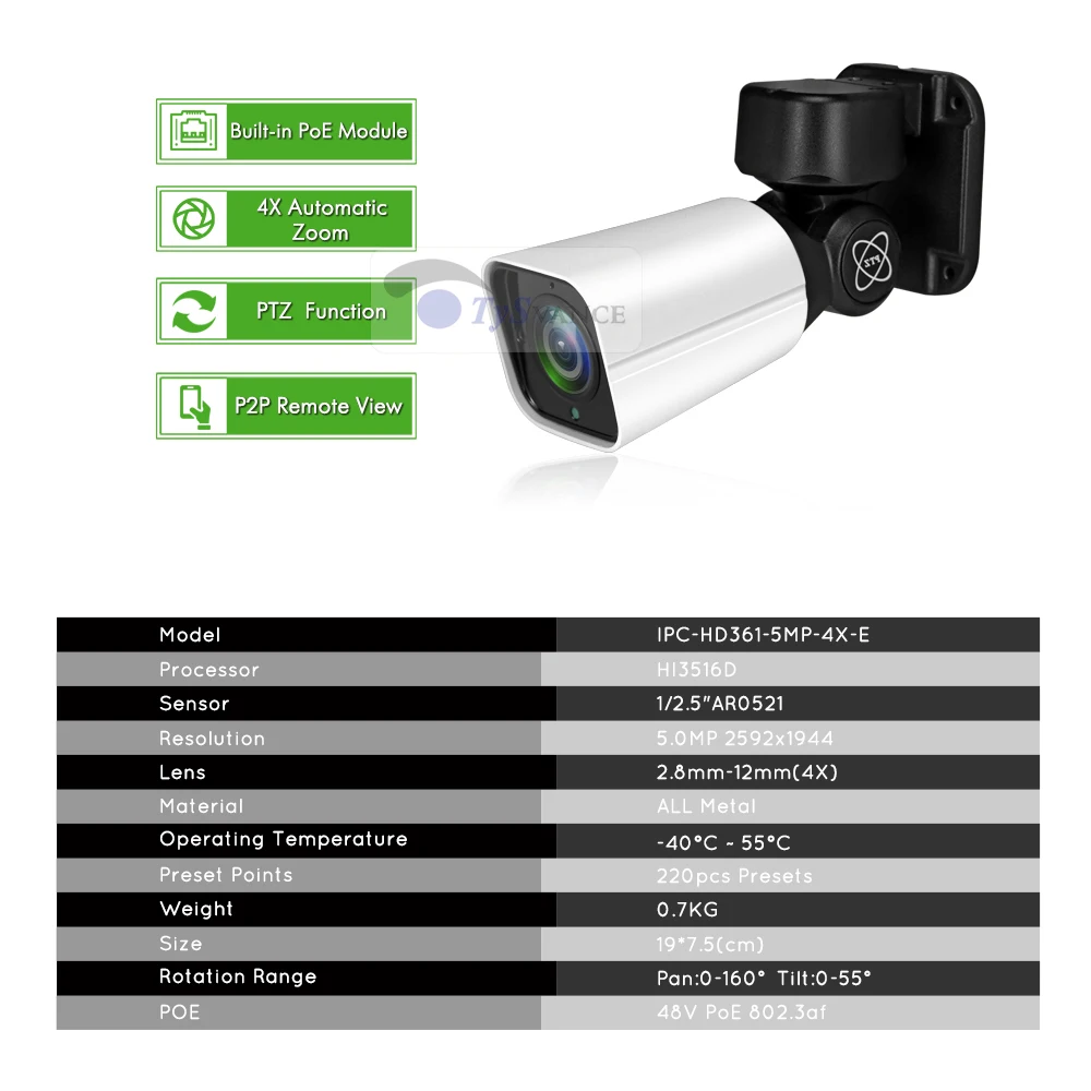 4ch 5MP POE PTZ H.265 комплект системы видеонаблюдения 8ch NVR открытый Крытый водонепроницаемый 2,8-12 мм 4X оптический зум безопасности IP камера