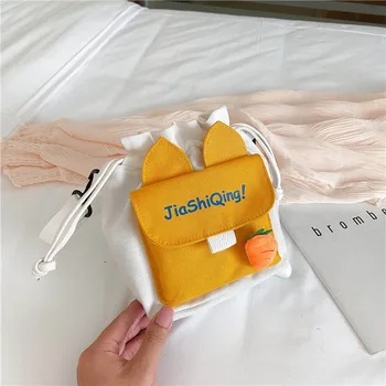 

2020 Summer New Style Canvas Bag Korean-style Fashion Crossbody Bag Versitile Fashion Radish Drawstring Top Small Bag Women