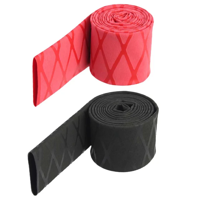 100 * 2cm Non-slip Heat Shrink Wrap Tubing Fishing Rod Handle Insulation  Waterproof Racket Handle Grip (Black) 