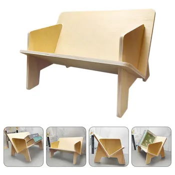 

1PC Wooden Simple Bookshelf Creative Small Bookrack Office File Rack (Log Color)