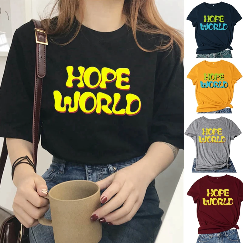 Футболки Hope World летний топ футболка для женщин Bangtan Boys с принтом Harajuku женская