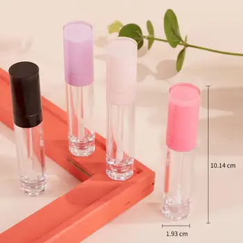 

8ML Plastic Frosted Lip Gloss Tube Empty Lip Balm Container With Black/Pink Lid,Round Lipgloss Refillable Bottles Makeup Tools