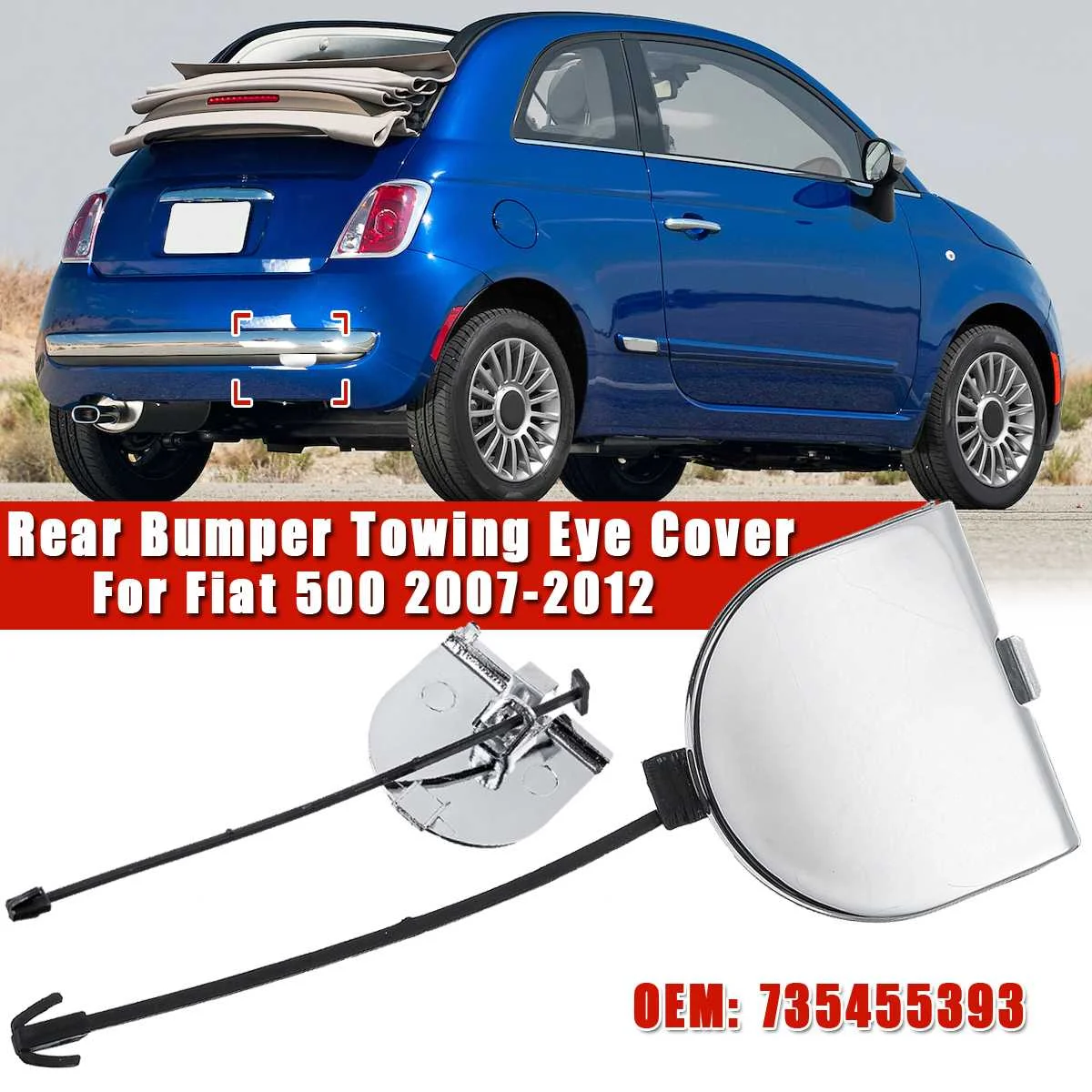 Задний бампер буксировочный крючок накладка на глаза для Fiat 500 2007 2008 2009 2010 2011