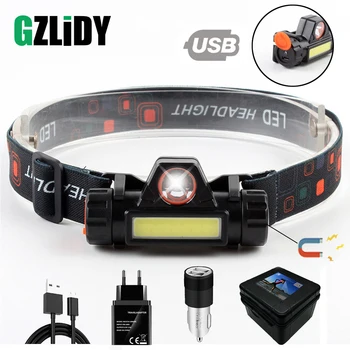 

Waterproof LED headlamp COB work light 2 light mode with magnet headlight built-in 18650 battery suit for fishing, camping, etc.