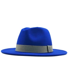 Новая женская и Мужская шерстяная шляпа Fedora с жемчужная лента джентльмен элегантный Леди Зима Осень широкие полями церкви Панама Sombrero джаз шляпа