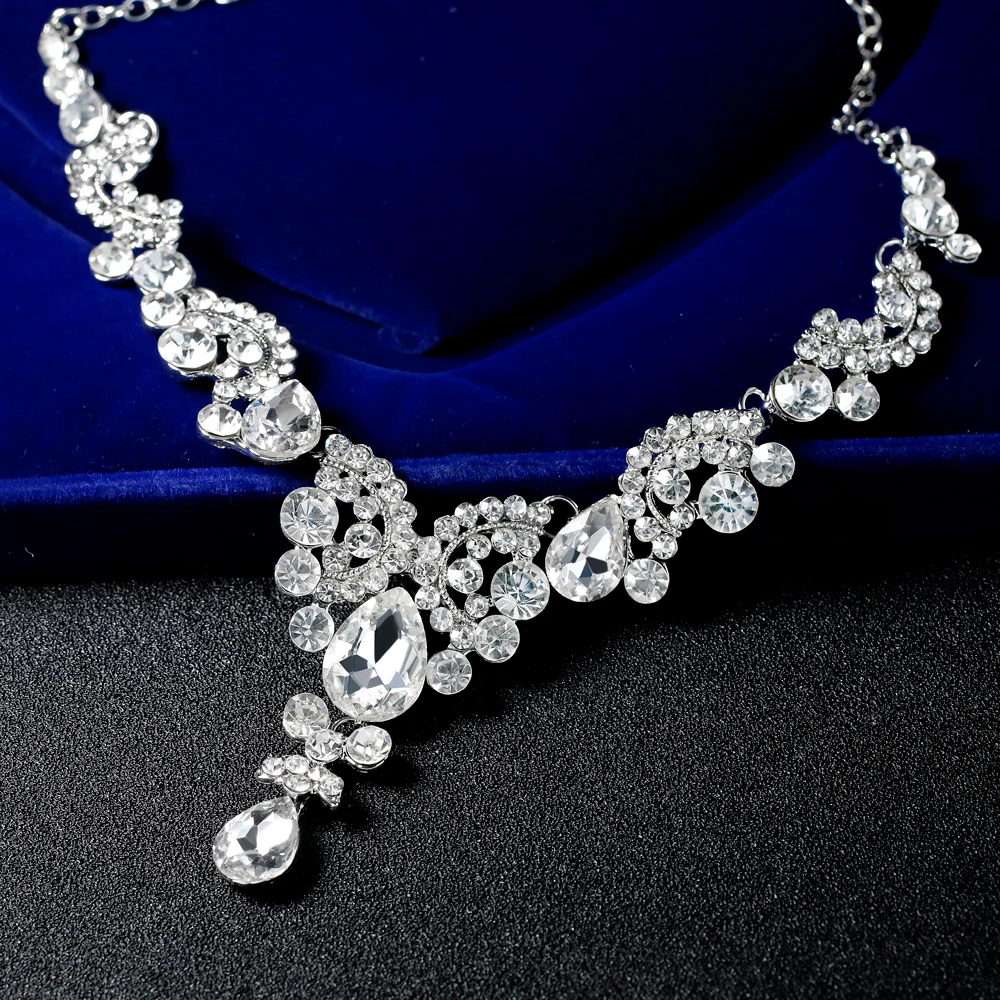 Модное индийское ожерелье с кристаллами, серьги, браслет, кольцо, ювелирные наборы для женщин, невесты, свадебные украшения для свадебной вечеринки