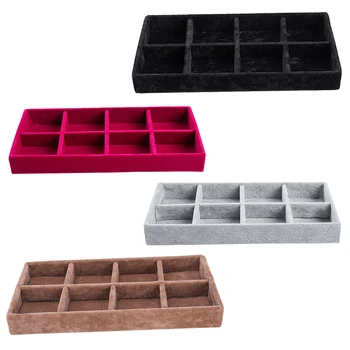 

8 Grid Velvet Jewelry Ring Earrings Display Box Tray Holder Storage Showcase Organizer