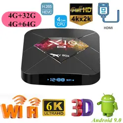 Smart lcd X10 PLUS tv Box 6K 4G + 32G/4G + 64G 2,4G WiFi H6 quad core set top box UHD USB3.0 H.265 4K Android 9,0 медиаплеер