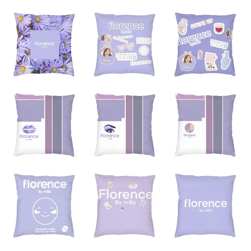 

Florence By Mills Flower Cushion Cover Sofa Home Decor Millie Bobby Brown Square Throw Pillow Case 40x40cm