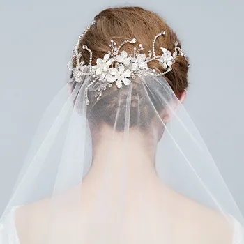 

NPASON 2020 Silver Rhinestone Wedding Headband Tiara Bridal Hair Accessories Handmade Women Hair Piece