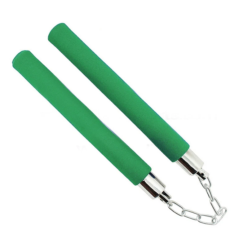 Боевые искусства нунчак оружие Пена металлическая цепь безопасные нунчаки из губки для начинающих C55K - Цвет: Green