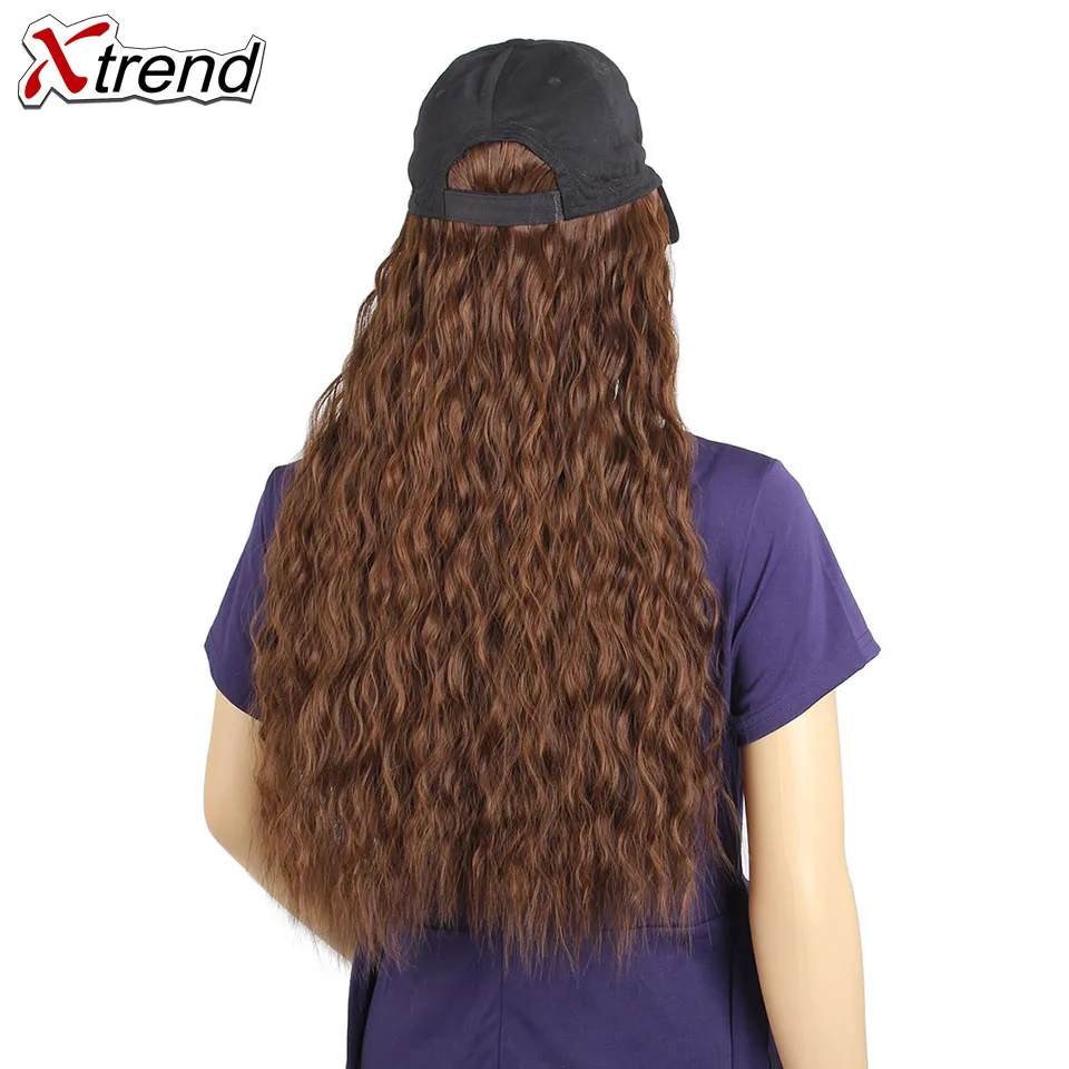 Xtrend, синтетический парик, длинные волосы, удлинение, бейсбольная кепка, шапка для женщин, девушек, черный, коричневый, блонд, цвета