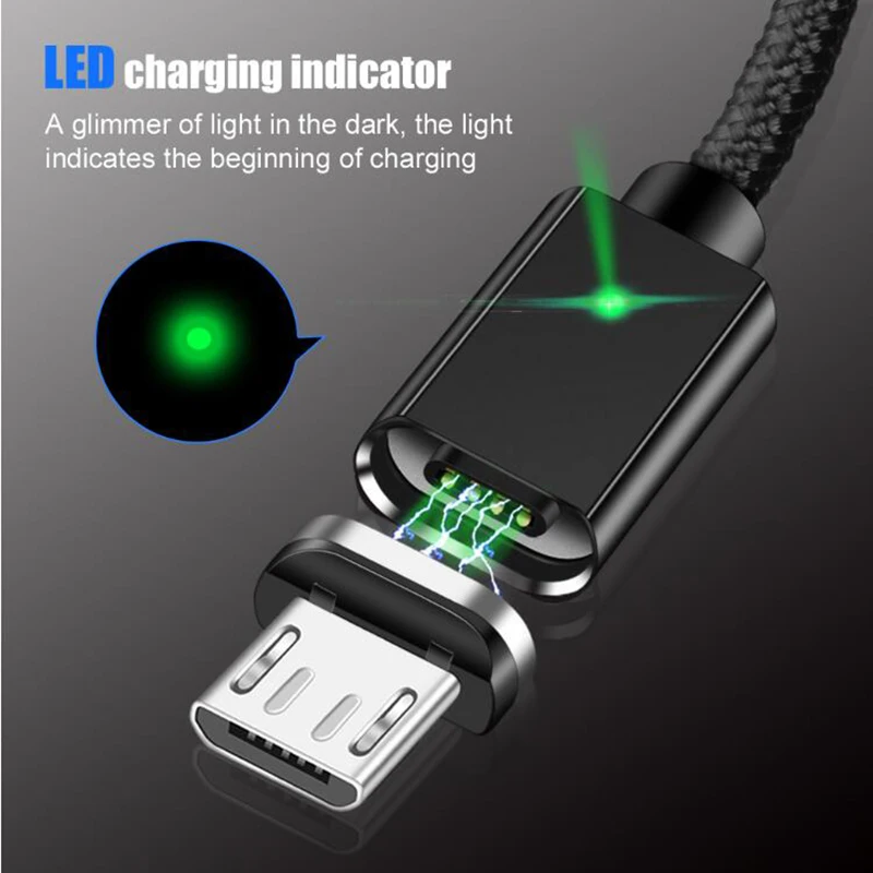 Магнитный usb кабель KSTUCNE для зарядки Micro Usb Type C освещения магнитное быстрое