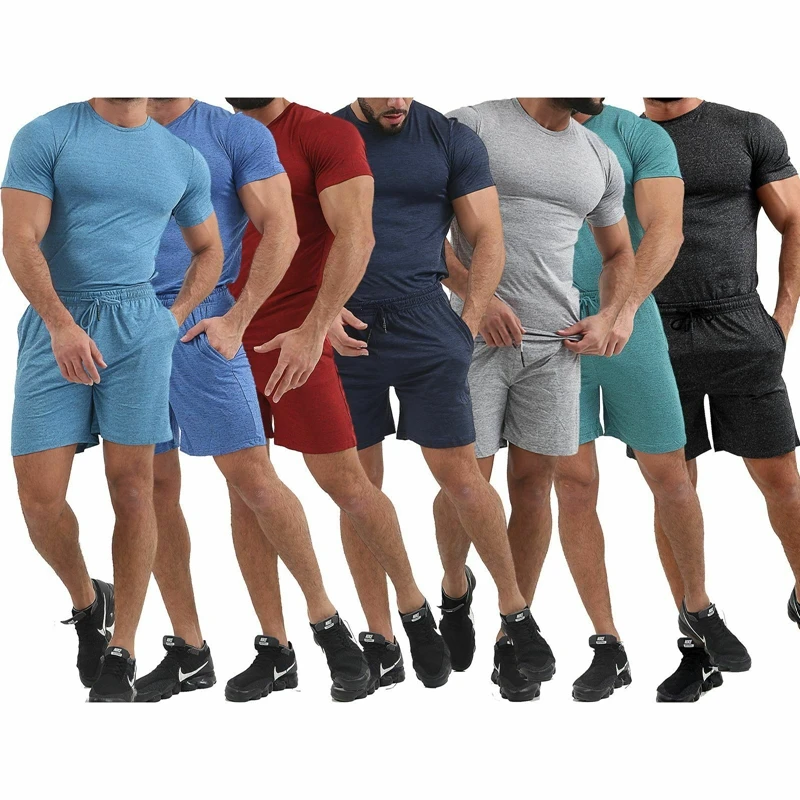 

Mens Tracksuit 2020 New Summer Men's Solid Round Neck Short-sleeved Shorts 2 Piece Set Tracksuit Men