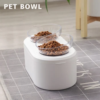 

With Airtight Storage Easy Clean Home Detachable Bowl PS Resin Cat Dog Food Water Raised Feeder Large Capacity Pet Supplies