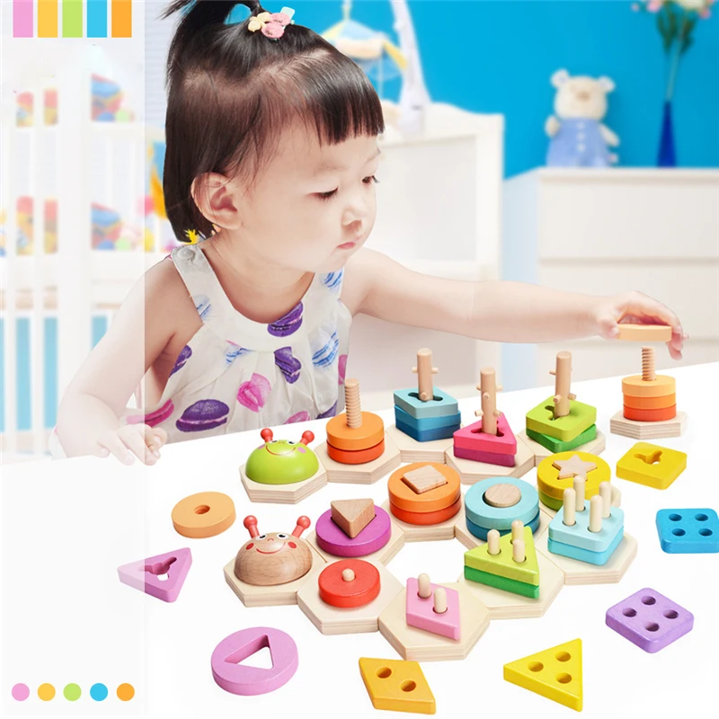 Креативные детские геометрические когнитивные блоки в форме гусеницы игрушки