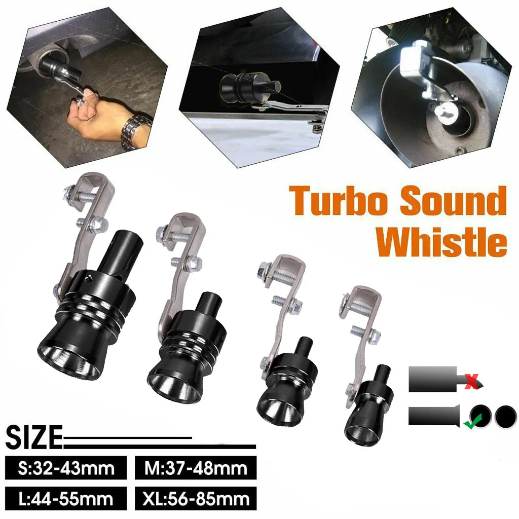 Turbo Whistle Sound Alliage d'aluminium Auto Turbo Sound Auspuff Whistle Tube d'échappement Tuyau d'échappement Simulateur Sound Booster Pfeife Turbo Whistle Sound Generator Tuning S 