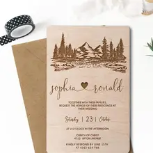 Персонализированные деревянные свадебные приглашения-пользовательское имя Дата