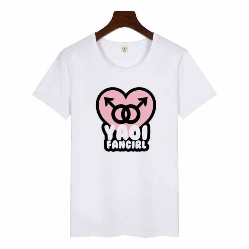 Женская забавная Футболка с принтом яои, Аниме Манга, одежда, футболка хип-хоп, Повседневная Уличная футболка для девочек, топ с короткими рукавами Harajuku - Цвет: p1462A-white