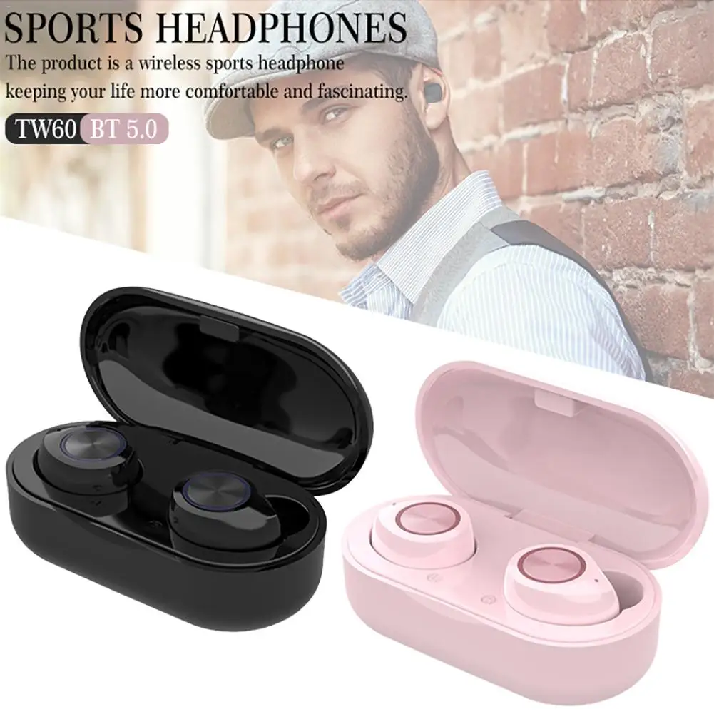 TW60 Bluetooth гарнитура Беспроводной вкладыши Сенсорный спортивные наушники Bluetooth с зарядным устройством Чехол спортивные наушники