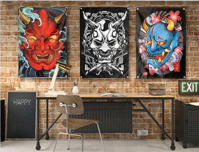 Japanese Ghost Skull Tattoo Wall Art Poster Flag Banner Japan Home Decoration Hanging flag 4 Gromments 3*5FT 144cm*96cm
