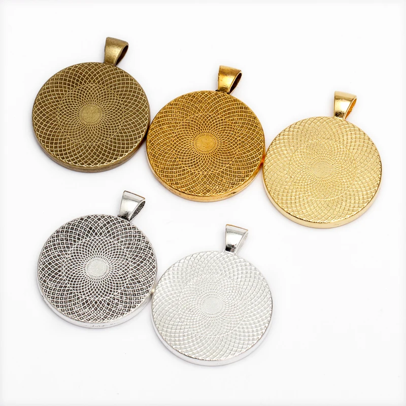 10pcs/lot Pendant Blank Base Cabochon Base Pendant Setting for 30mm Cabochon Cameo DIY Necklace Making