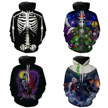 

Halloween printed men's cardigan with hat suit tide men's clothing with hat Men's Sweatshirts Printing Blouse hoodies