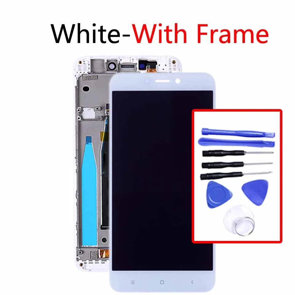 White-With frame 5," для Xiaomi Redmi 4x сенсорный экран дигитайзер Рамка сборка Замена для Redmi4X ЖК-дисплей 1280*720 - Цвет: White-With frame