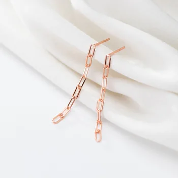 

PUNK 37mm 100% Real. 925 Sterling Silver Fine Jewelry White/Gold OPEN OVAL LInK CHAIN dangle earrings gtle2890