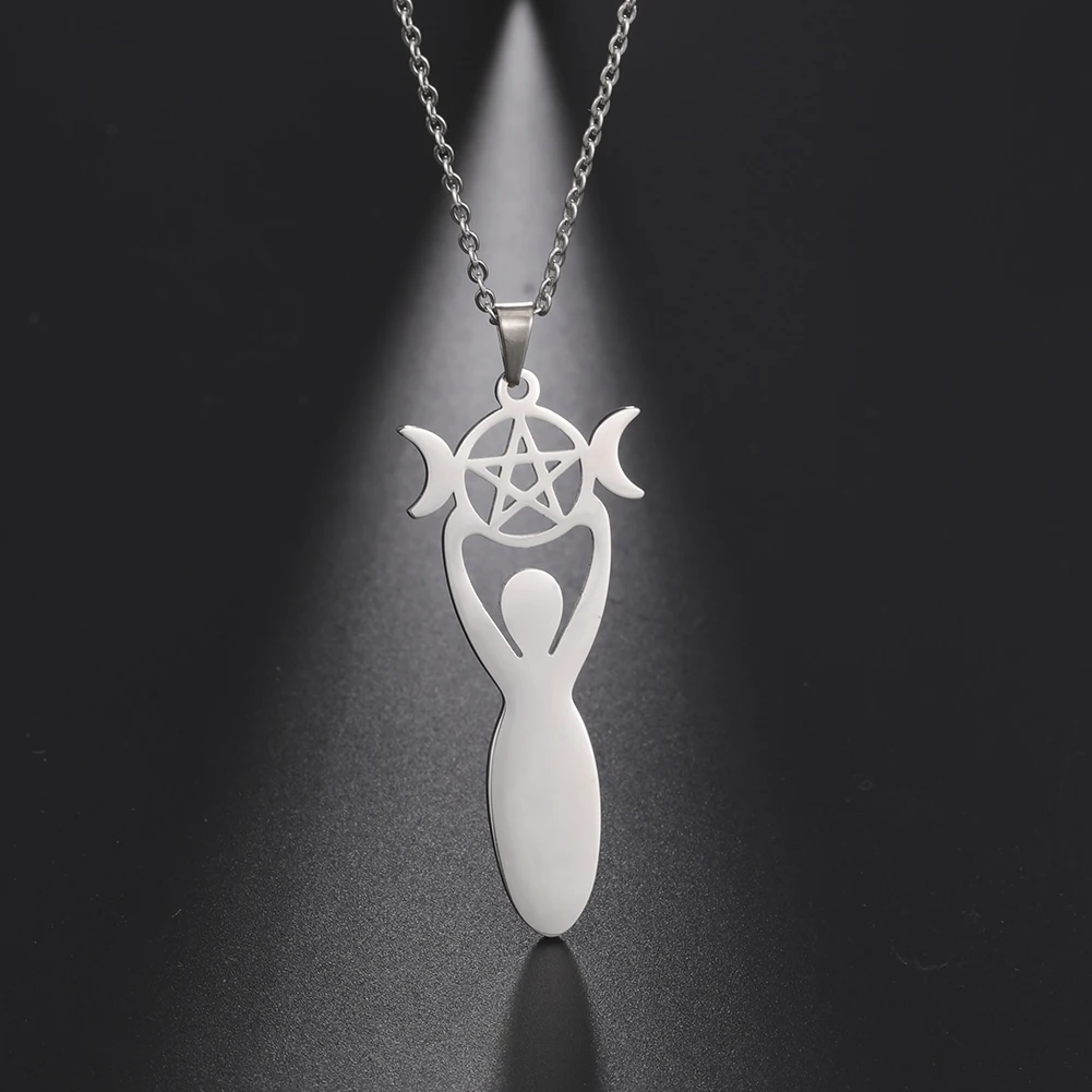 Skyrim Penctacle Triple Moon Goddess Amulet Necklace Wicca Pagan