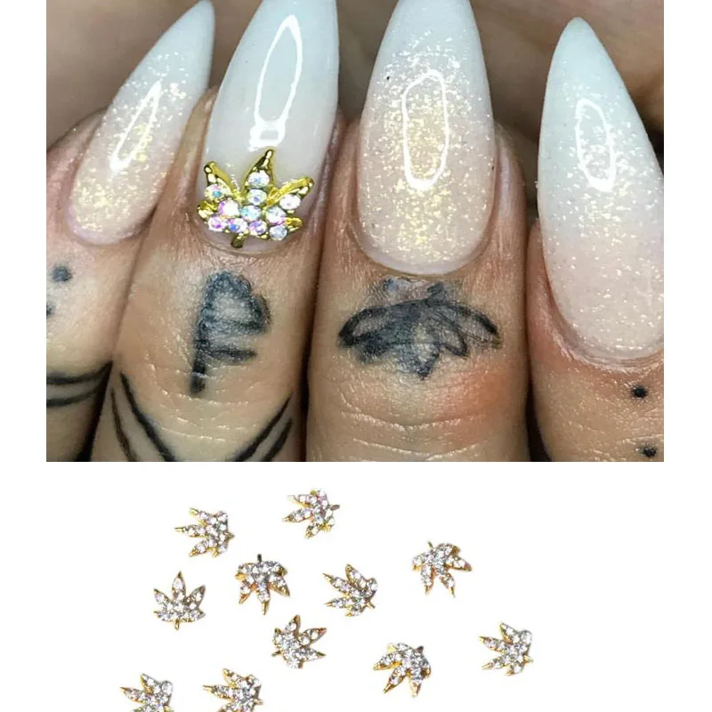 Set of 100pcs crystal marijuana leaf nail charms- NAIL ART Rhinestone Weed Leaf Nail Charms | Bong Beauties Nail Gems,3893,3894