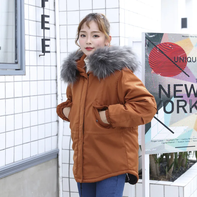 

2019 Winter New Style Korean-style Hooded Large Fur Collar Loose-Fit Cotton-padded Clothes WOMEN'S Dress Short down Coat Thick C
