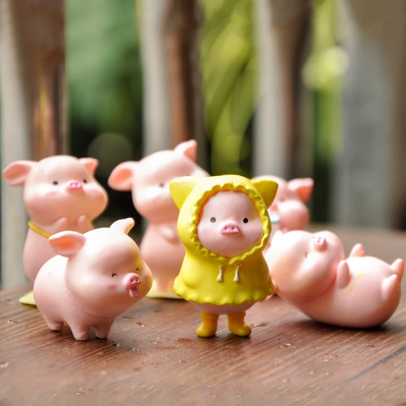 Pvcミニアクションフィギュア かわいい豚 カワイイ アニマルシミュレーション ミニチュアデコレーション 子供のおもちゃ ギフト Action Figures Aliexpress