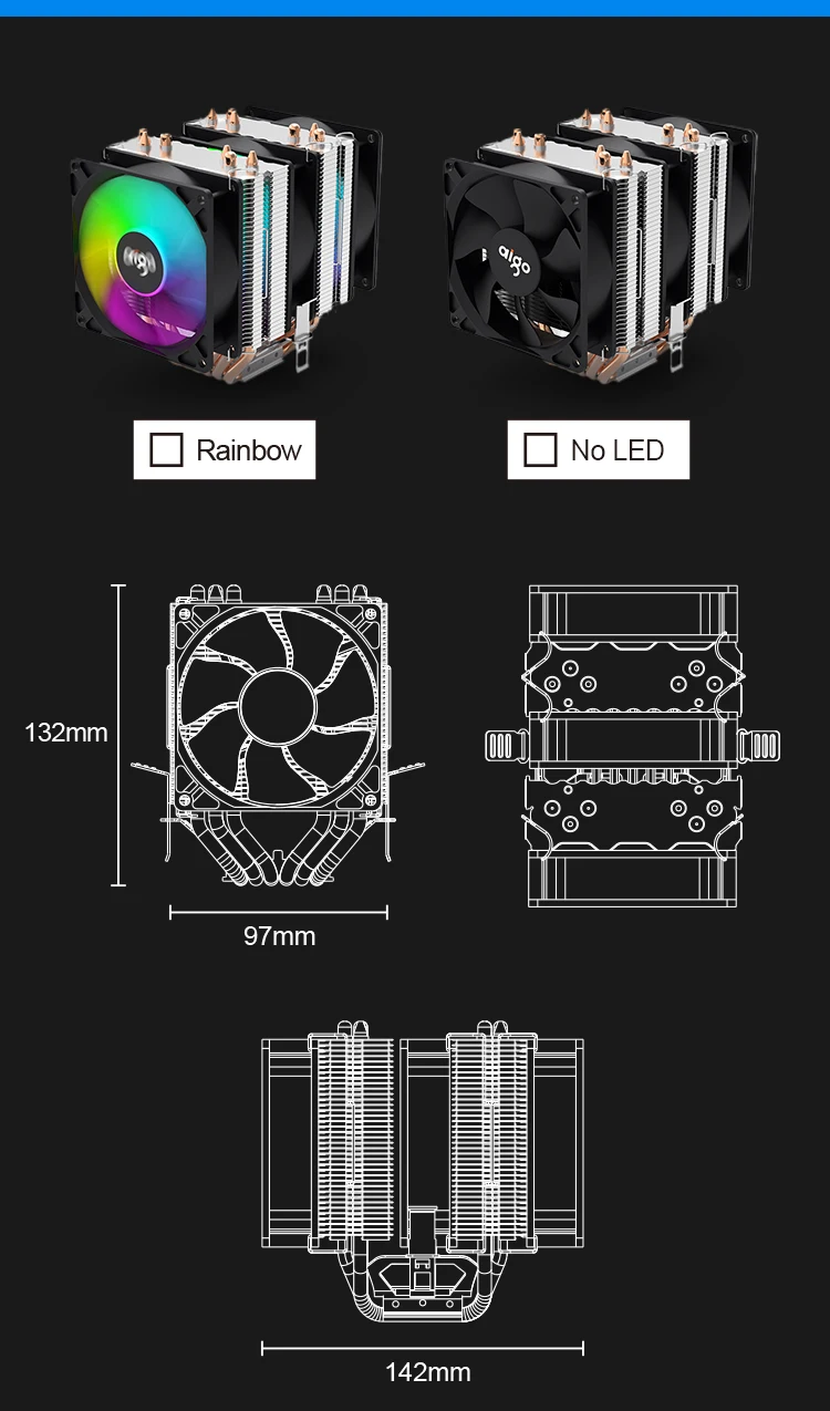 Aigo gale torre dupla 6 heatpipes rgb