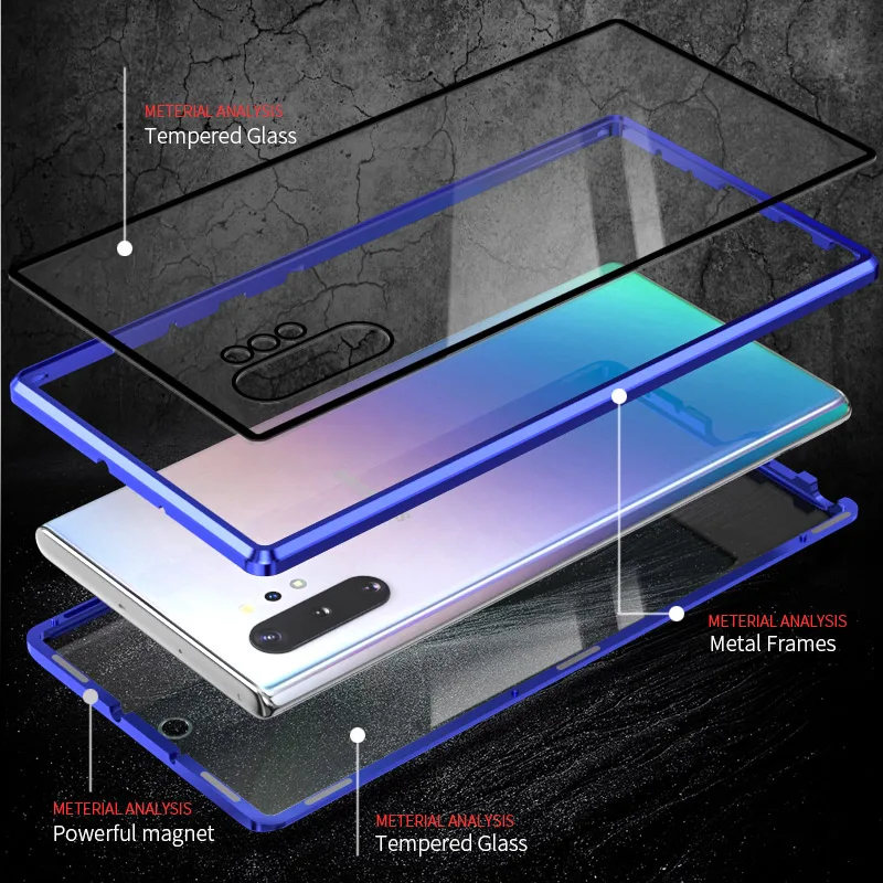 Для samsung Note 10 Plus A50 A70 S10 S9 S8 360 ° анти-пип Магнитная Адсорбция двойной стеклянный чехол для iPhone 11 Pro XS MAX XR X 7
