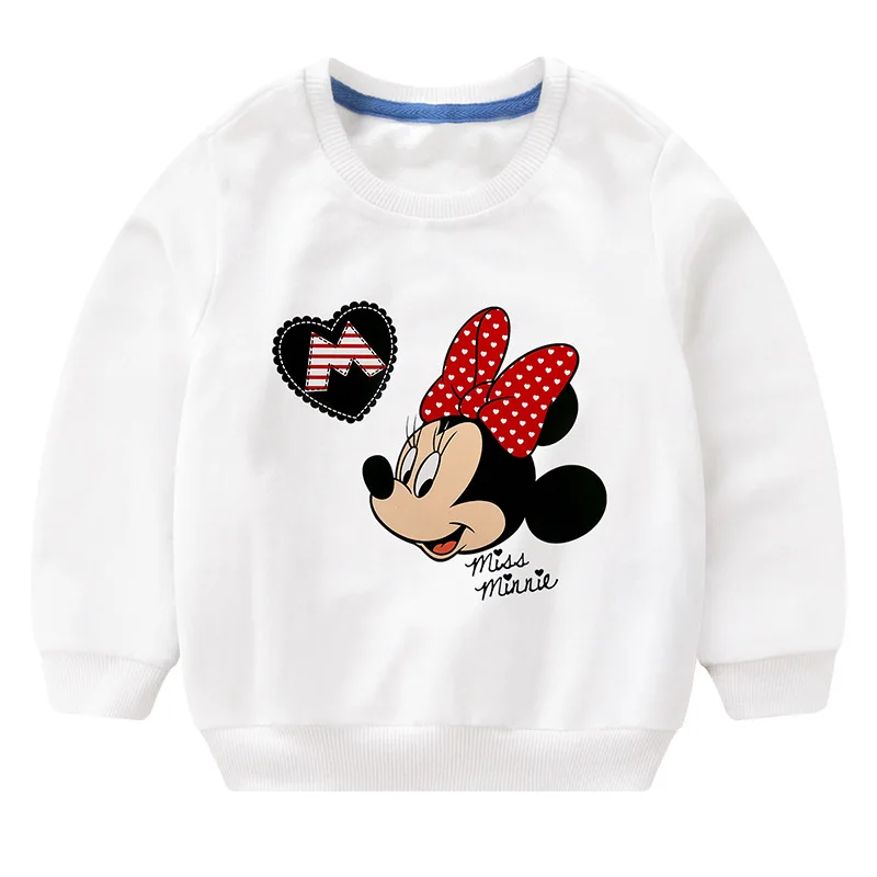 Minnie-White Футболка с длинными рукавами и рисунком Минни Микки для мальчиков и девочек; топы; детская одежда; Весенний хлопковый пуловер; рубашка-пальто; детские толстовки - Цвет: Minnie-White